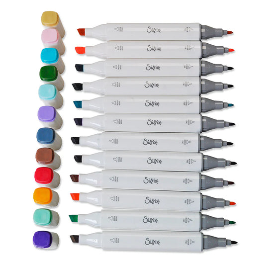 663056 SIZZIX MAKING ESSENTIAL PERMANENT PENS, ASSORTED COLORS, 12 PACK