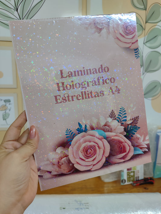 LAMINADO HOLOGRÁFICO A4 PAQ 10 UNDS